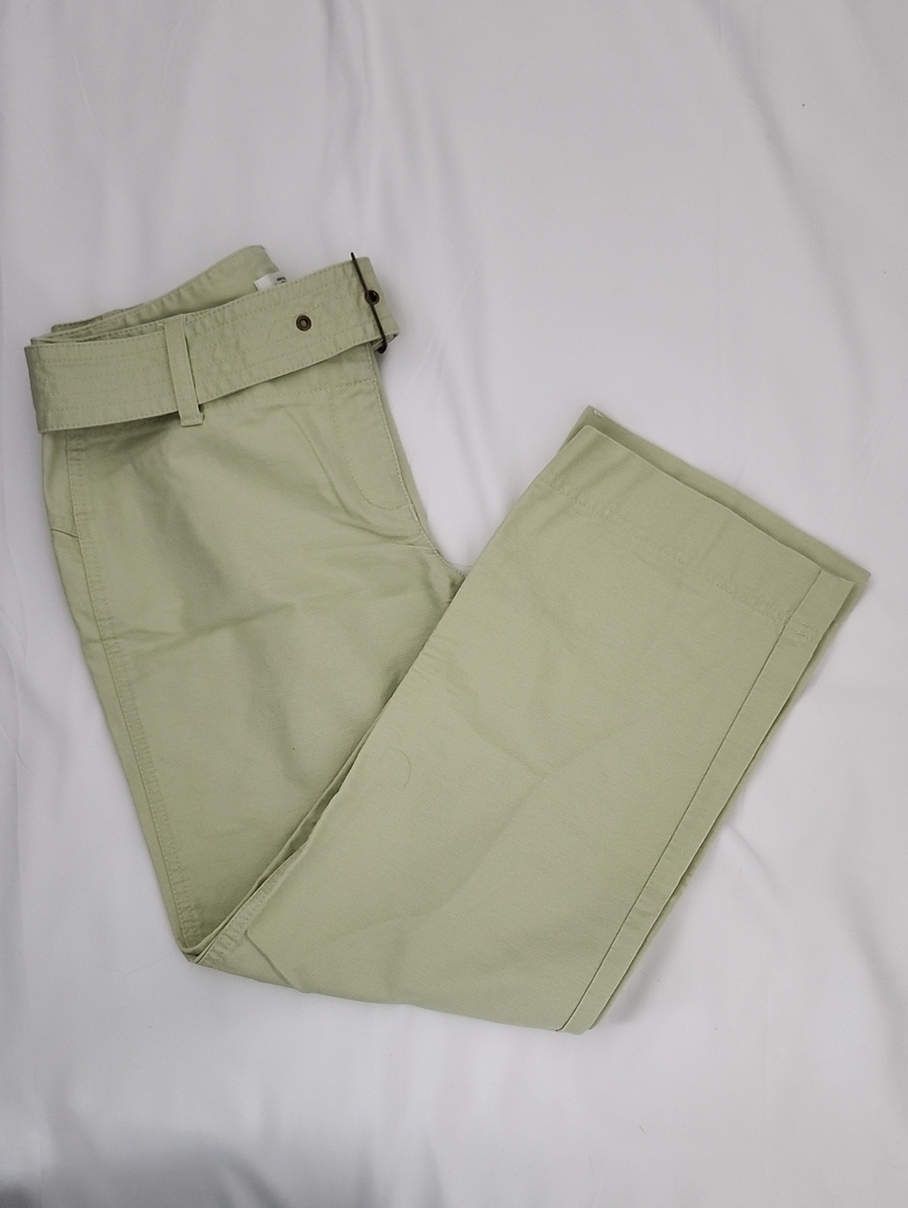 LOFT Women's Belted Cropped Pants in Light Sage